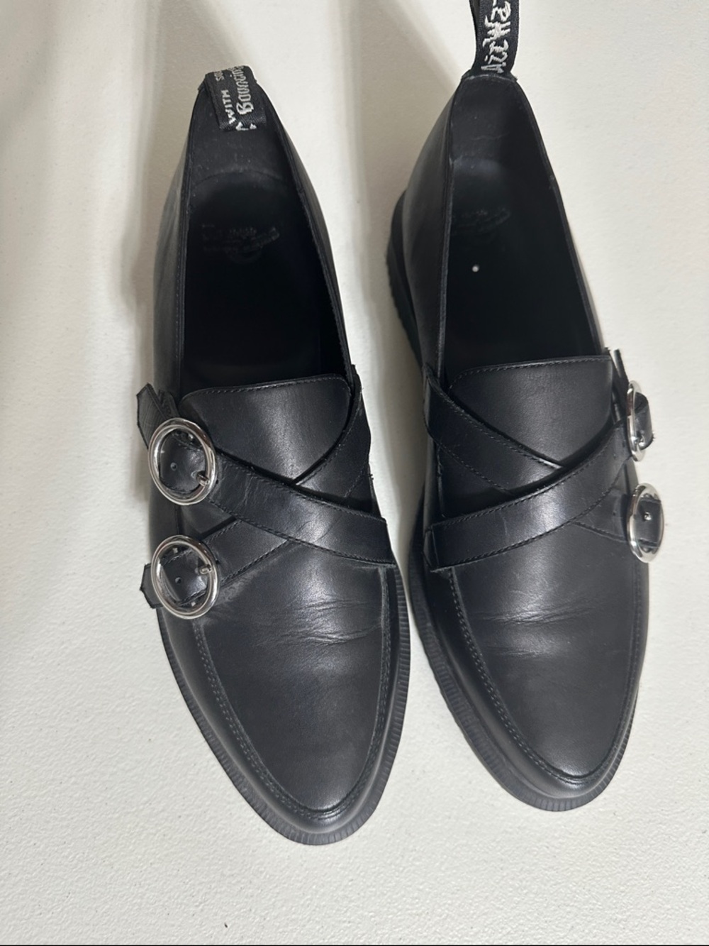 Dr. Martens Black Leather Double-Buckle Flats - Picture 3 of 11